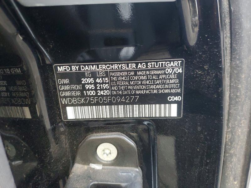 Продажа на аукционе авто 2005 Mercedes-benz Sl, vin: WDBSK75F05F094277, номер лота: 68720576