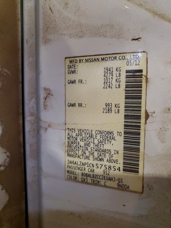 70361136 :رقم المزاد ، 1N4AL2AP1CN575854 vin ، 2012 Nissan Altima مزاد بيع