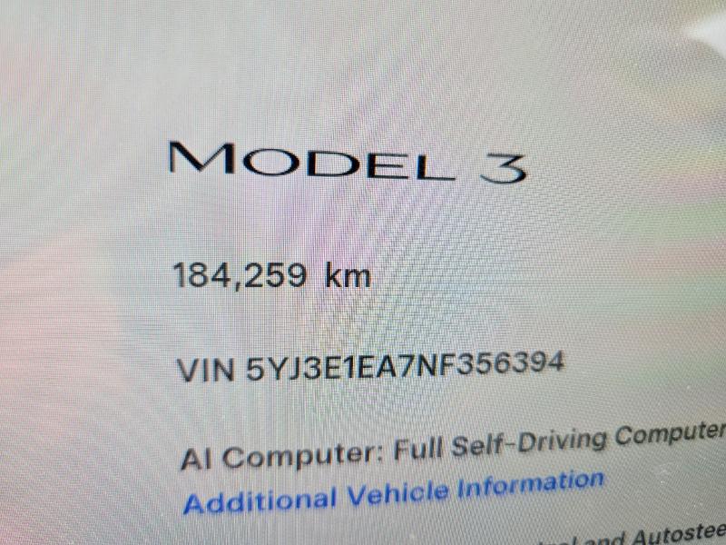 2022 Tesla Model 3 მანქანა იყიდება აუქციონზე, vin: 5YJ3E1EA7NF356394, აუქციონის ნომერი: 66003486