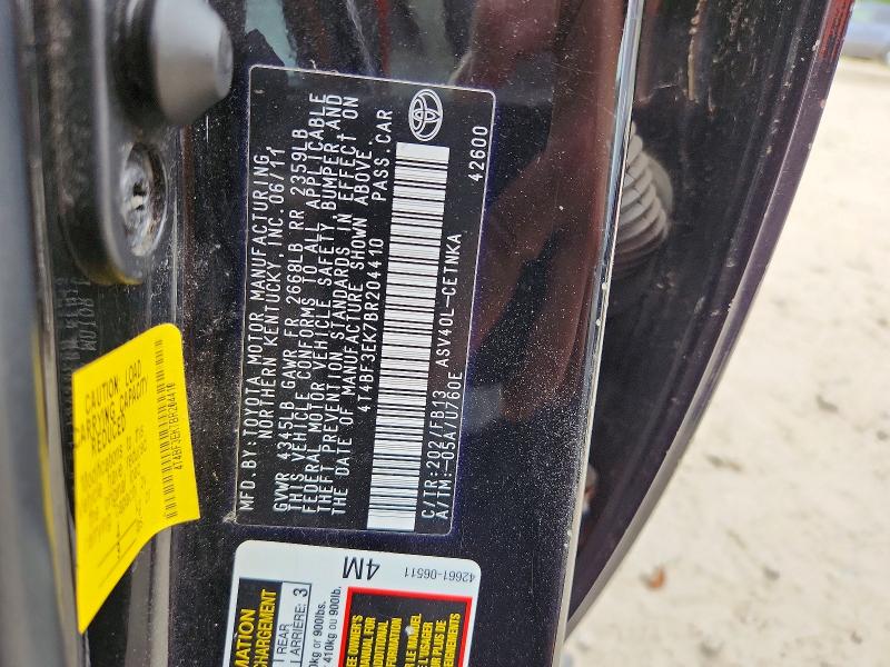 Aukcja sprzedaży 2011 Toyota Camry, vin: 4T4BF3EK7BR204410, numer aukcji: 68296216