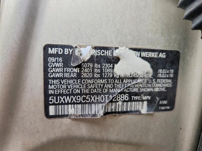 Aukcja sprzedaży 2017 Bmw X3, vin: 5UXWX9C5XH0T12886, numer aukcji: 71299576