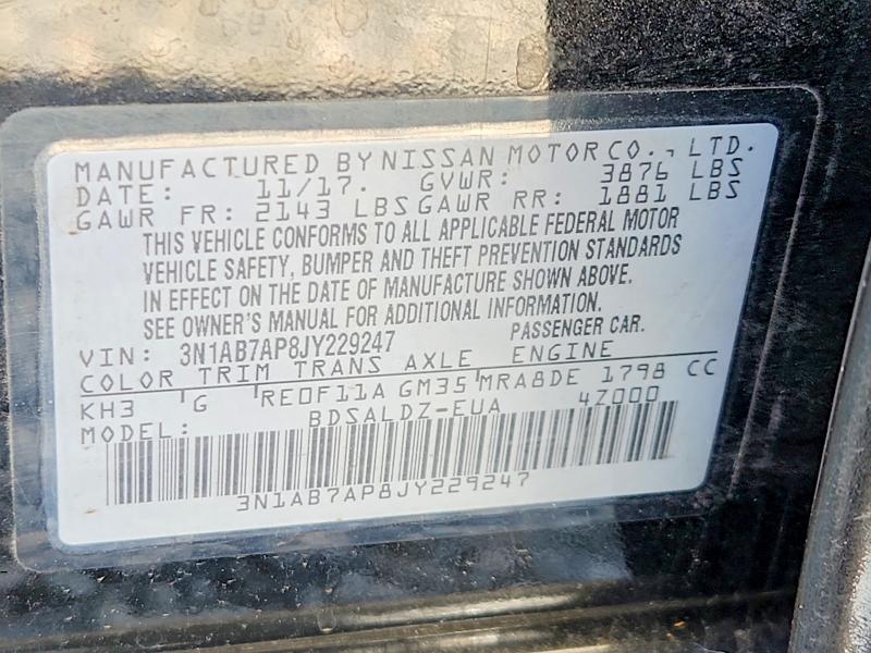 Продаж на аукціоні авто 2018 Nissan Sentra, vin: 3N1AB7AP8JY229247, номер лоту: 68328266