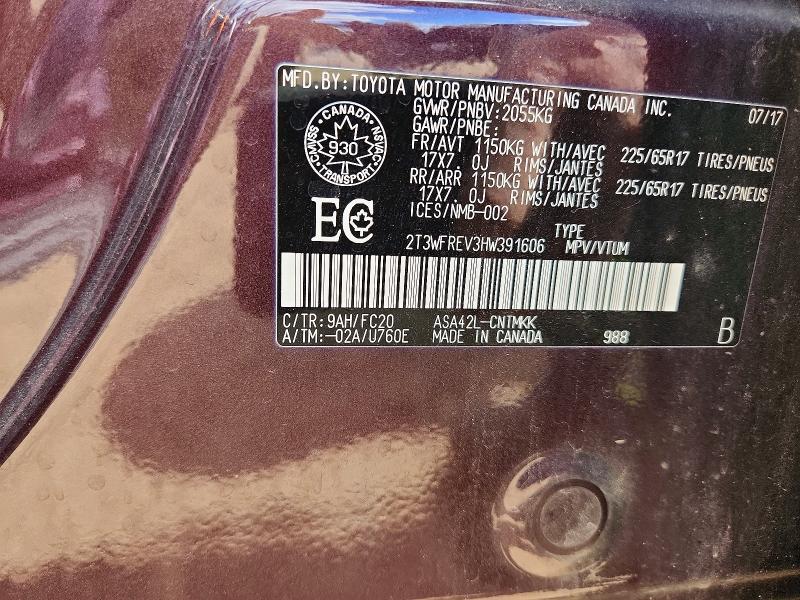 2017 Toyota Rav4 მანქანა იყიდება აუქციონზე, vin: 2T3WFREV3HW391606, აუქციონის ნომერი: 70259276