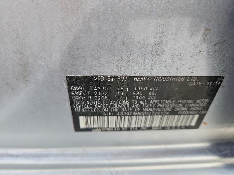 Продаж на аукціоні авто 2017 Subaru Impreza, vin: 4S3GTAM62H3726124, номер лоту: 71079616
