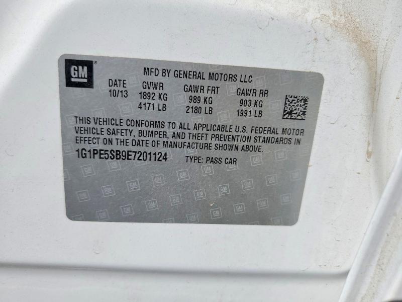 2014 Chevrolet Cruze მანქანა იყიდება აუქციონზე, vin: 1G1PE5SB9E7201124, აუქციონის ნომერი: 69859206