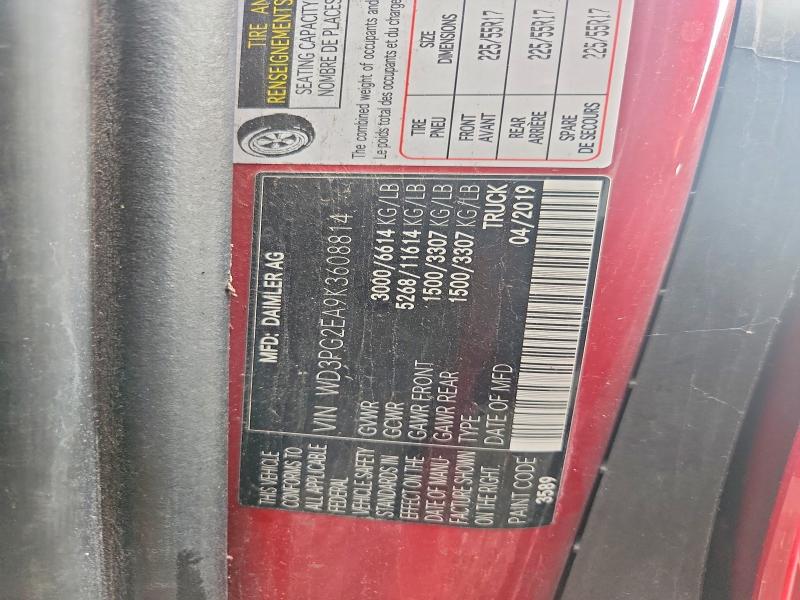 Aukcja sprzedaży 2019 Mercedes-benz Metris, vin: WD3PG2EA9K3608814, numer aukcji: 68796676