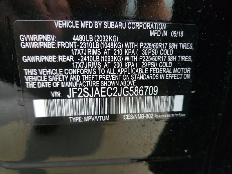 69044616 :رقم المزاد ، JF2SJAEC2JG586709 vin ، 2018 Subaru Forester مزاد بيع
