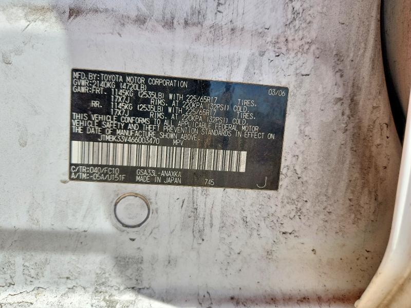 67655266 :رقم المزاد ، JTMBK33V466003470 vin ، 2006 Toyota Rav4 مزاد بيع