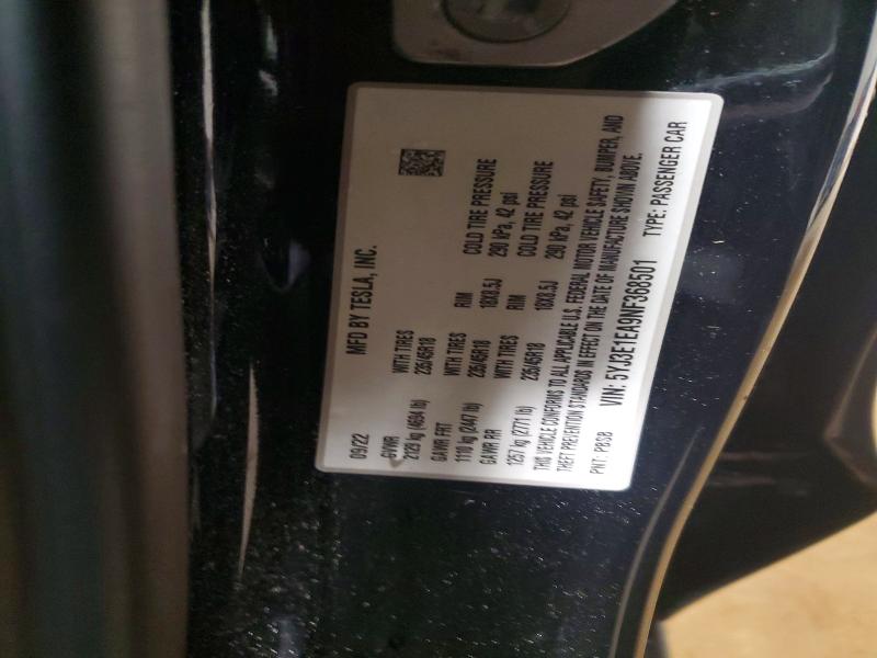 68767086 :رقم المزاد ، 5YJ3E1EA9NF368501 vin ، 2022 Tesla Model 3 مزاد بيع