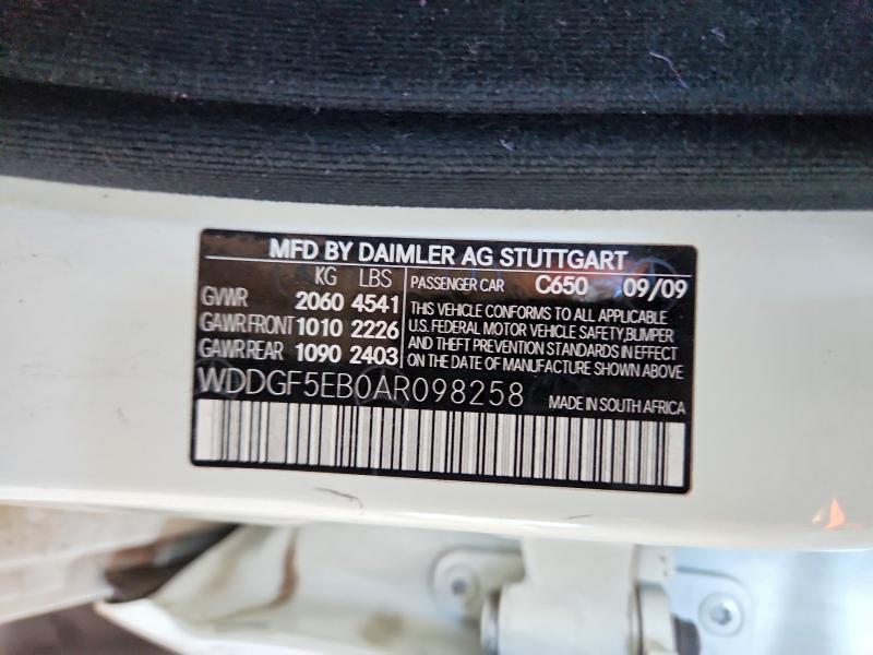 Продаж на аукціоні авто 2010 Mercedes-benz C, vin: WDDGF5EB0AR098258, номер лоту: 67740046
