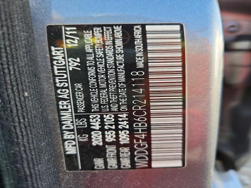 69229176 :رقم المزاد ، WDDGF4HB6CR214118 vin ، 2012 Mercedes-benz C مزاد بيع