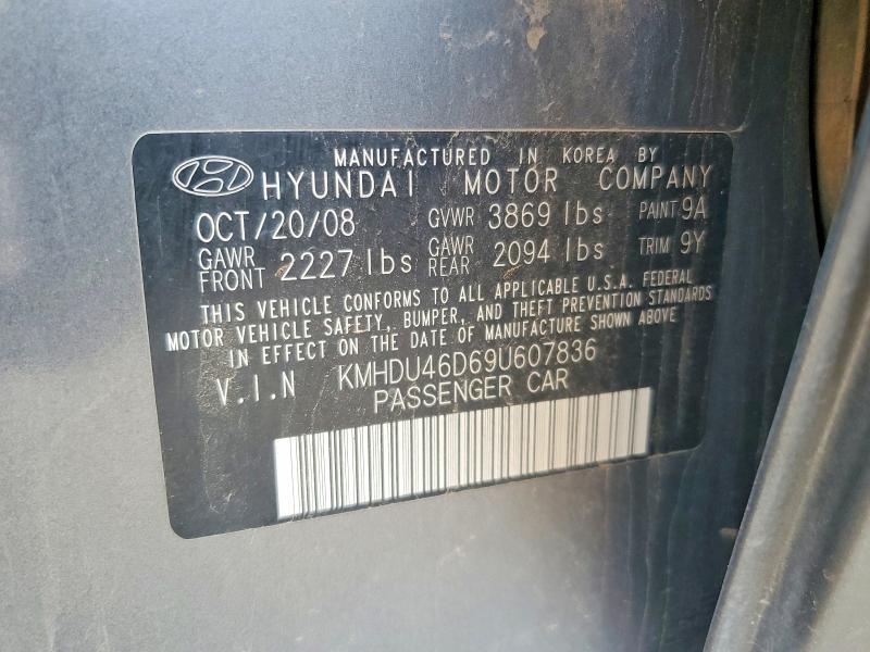 2009 Hyundai Elantra მანქანა იყიდება აუქციონზე, vin: KMHDU46D69U607836, აუქციონის ნომერი: 69762126