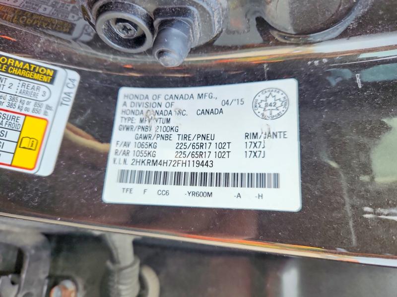 Продаж на аукціоні авто 2015 Honda Cr-v, vin: 2HKRM4H72FH119443, номер лоту: 69698196
