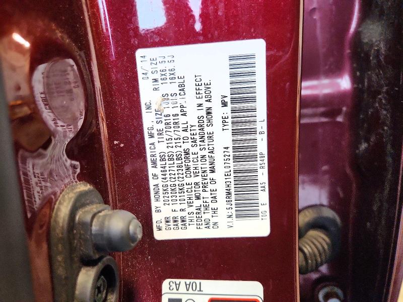 68566146 :رقم المزاد ، 5J6RM4H31EL075274 vin ، 2014 Honda Cr-v مزاد بيع
