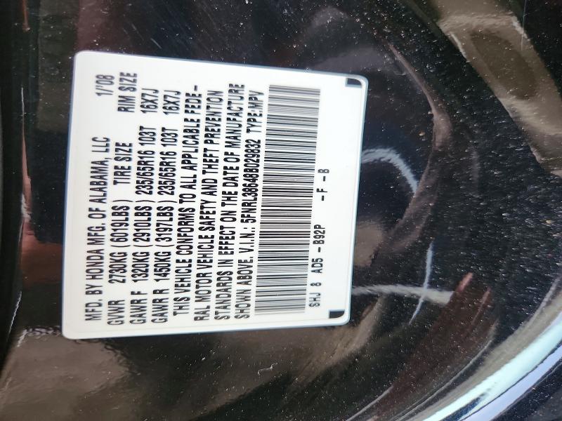 2008 Honda Odyssey მანქანა იყიდება აუქციონზე, vin: 5FNRL38648B029832, აუქციონის ნომერი: 68068896