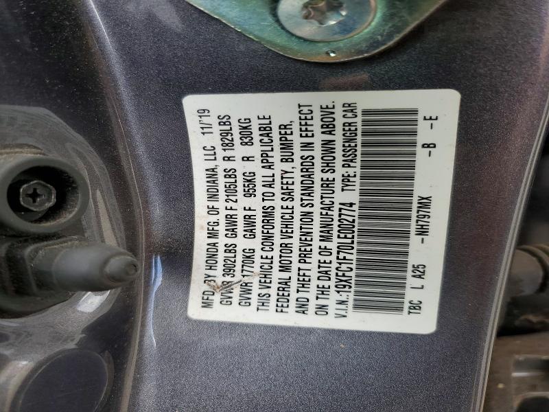 69296086 :رقم المزاد ، 19XFC1F70LE002774 vin ، 2020 Honda Civic مزاد بيع