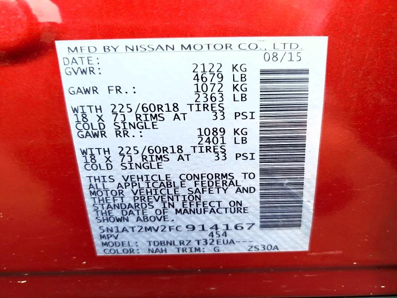 Продажа на аукционе авто 2015 Nissan Rogue, vin: 5N1AT2MV2FC914167, номер лота: 71253636