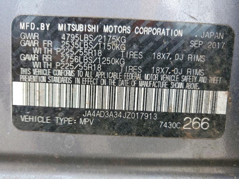 Aukcja sprzedaży 2018 Mitsubishi Outlander, vin: JA4AD3A34JZ017913, numer aukcji: 68863496