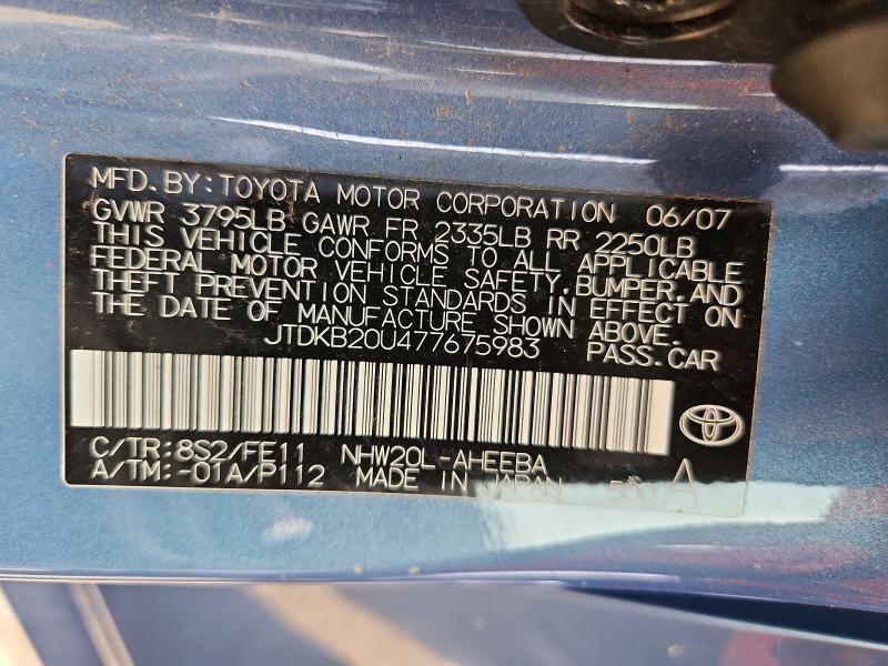 67870016 :رقم المزاد ، JTDKB20U477675983 vin ، 2007 Toyota Prius مزاد بيع