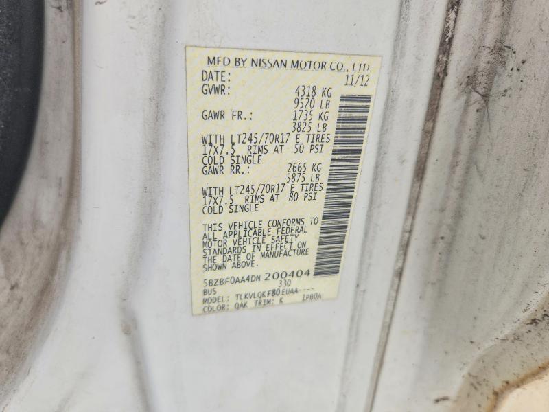 Aukcja sprzedaży 2013 Nissan Nv, vin: 5BZBF0AA4DN200404, numer aukcji: 69555416