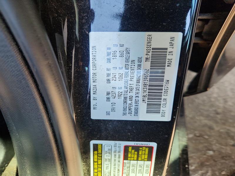 Aukcja sprzedaży 2011 Mazda Speed, vin: JM1BL1K3XB1396562, numer aukcji: 67452966