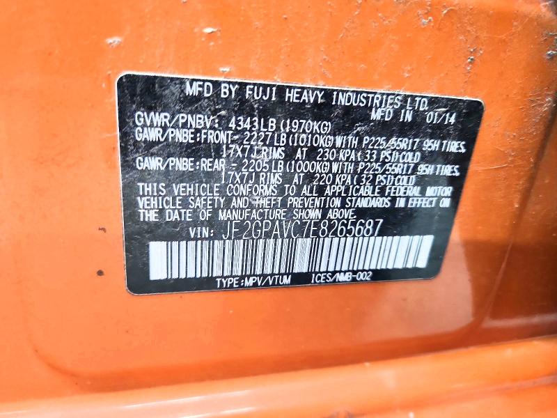 71457026 :رقم المزاد ، JF2GPAVC7E8265687 vin ، 2014 Subaru Xv Crosstrek مزاد بيع
