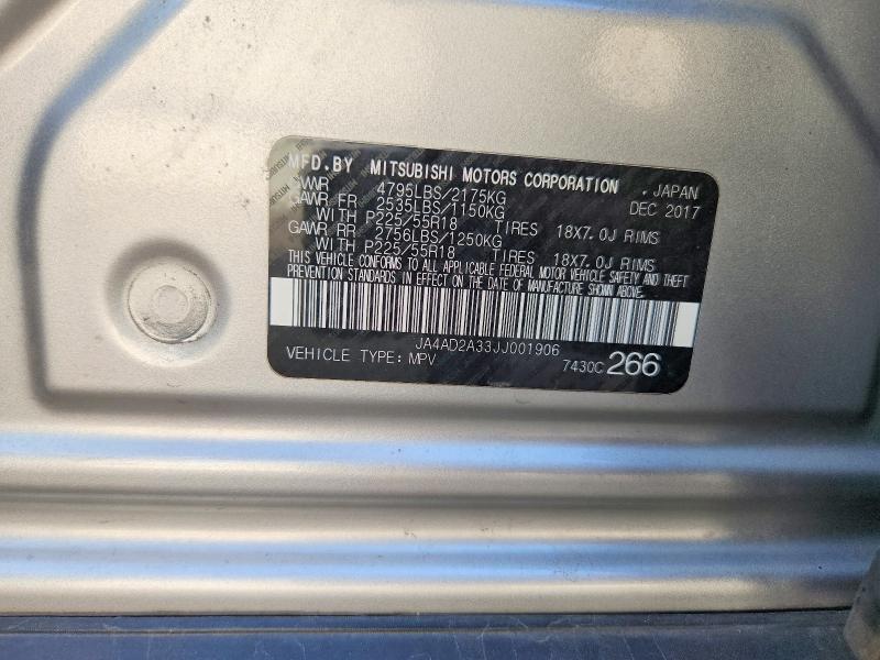 Aukcja sprzedaży 2018 Mitsubishi Outlander, vin: JA4AD2A33JJ001906, numer aukcji: 68290936