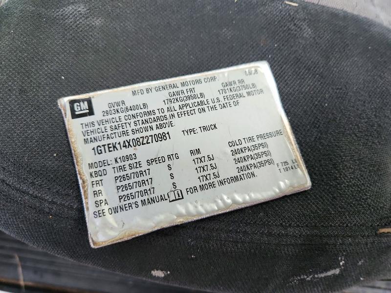 Aukcja sprzedaży 2008 Gmc Sierra, vin: 1GTEK14X08Z270981, numer aukcji: 67431026