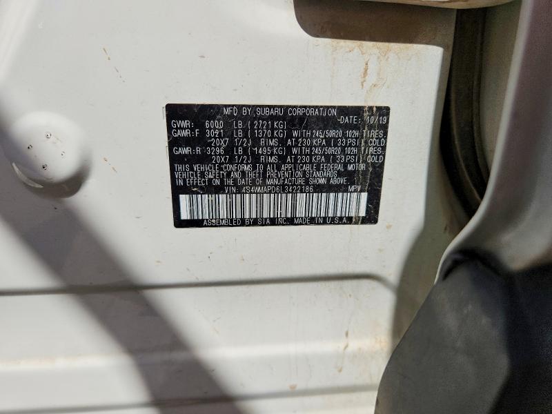 Aukcja sprzedaży 2020 Subaru Ascent, vin: 4S4WMAPD6L3422186, numer aukcji: 70138016