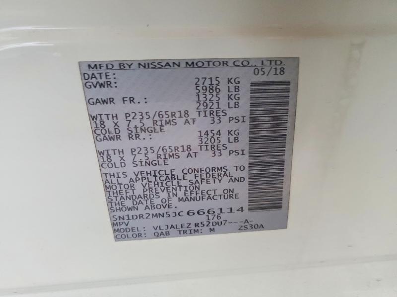 Aukcja sprzedaży 2018 Nissan Pathfinder, vin: 5N1DR2MN5JC666114, numer aukcji: 69515336