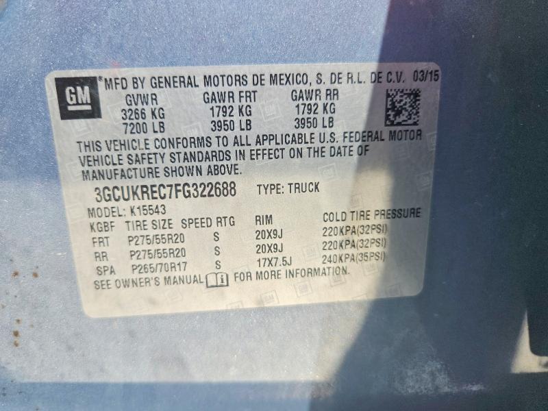 Aukcja sprzedaży 2015 Chevrolet Silverado, vin: 3GCUKREC7FG322688, numer aukcji: 69232016