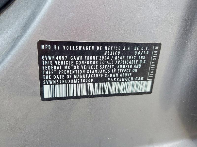 Aukcja sprzedaży 2019 Volkswagen Jetta, vin: 3VWN57BUXKM216709, numer aukcji: 69553726