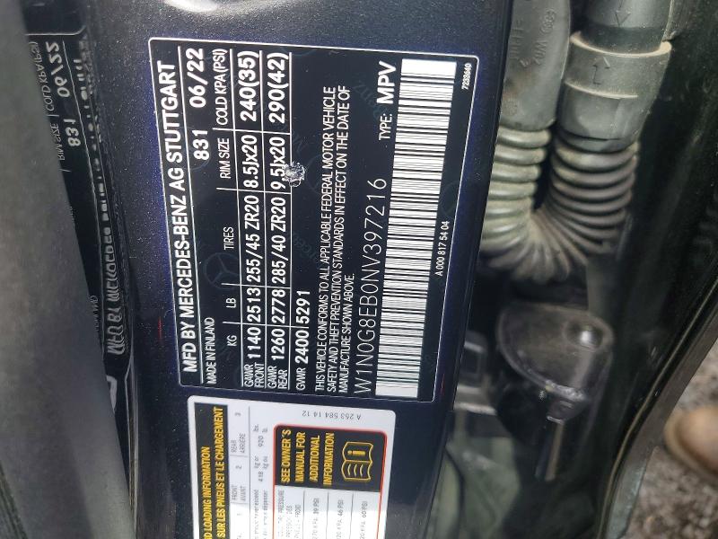 66941376 :رقم المزاد ، W1N0G8EB0NV397216 vin ، 2022 Mercedes-benz Glc مزاد بيع