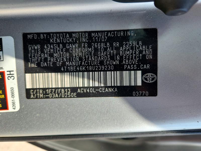 Продаж на аукціоні авто 2008 Toyota Camry, vin: 4T1BE46K18U239230, номер лоту: 68869386
