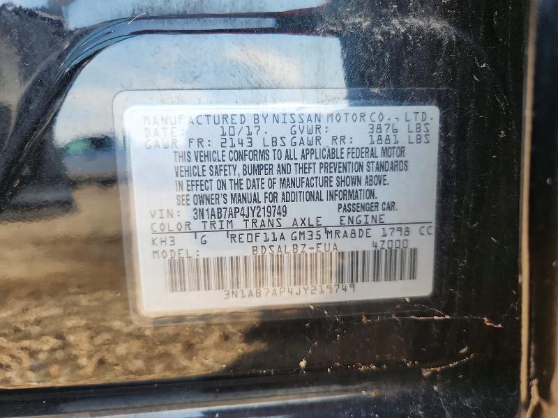 2018 Nissan Sentra მანქანა იყიდება აუქციონზე, vin: 3N1AB7AP4JY219749, აუქციონის ნომერი: 67326086
