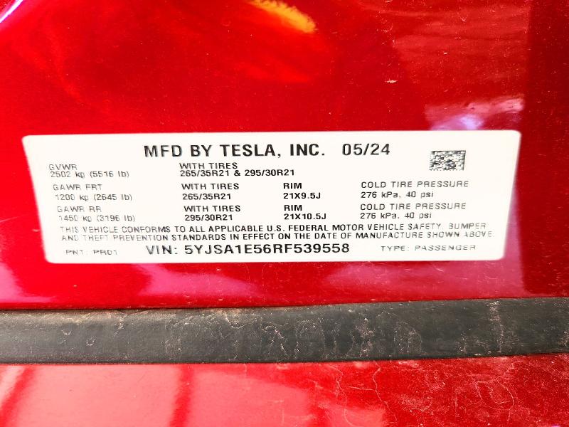 Продаж на аукціоні авто 2024 Tesla Model S, vin: 5YJSA1E56RF539558, номер лоту: 67741886