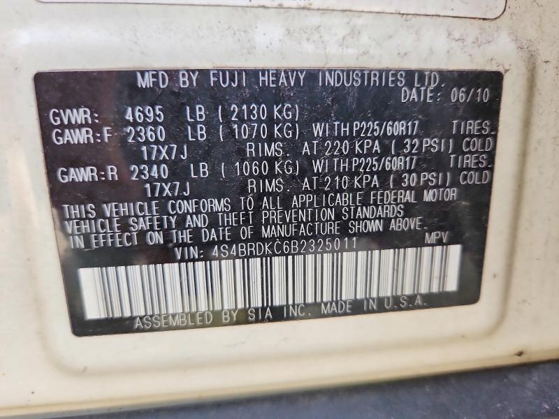 Продаж на аукціоні авто 2011 Subaru Outback, vin: 4S4BRDKC6B2325011, номер лоту: 69009626