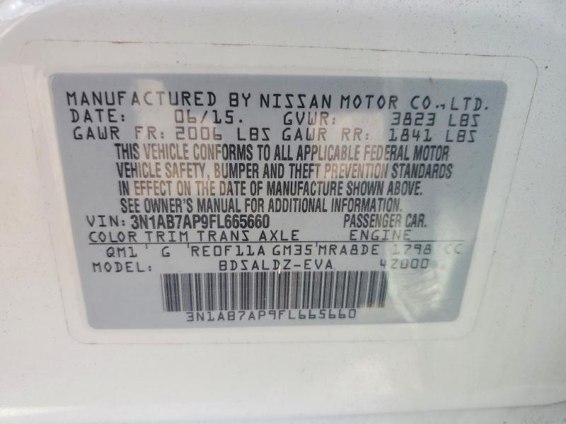 2015 Nissan Sentra მანქანა იყიდება აუქციონზე, vin: 3N1AB7AP9FL665660, აუქციონის ნომერი: 67727536