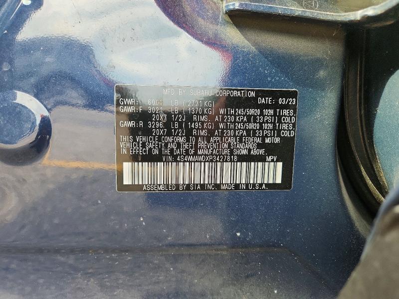 67783046 :رقم المزاد ، 4S4WMAWDXP3427818 vin ، 2023 Subaru Ascent مزاد بيع