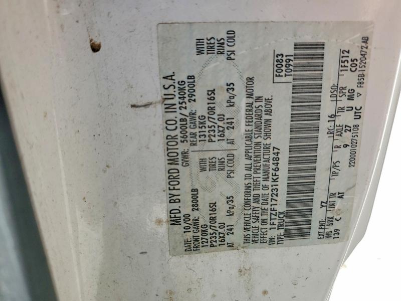 Продаж на аукціоні авто 2001 Ford F150, vin: 1FTZF17231KF64847, номер лоту: 71182296