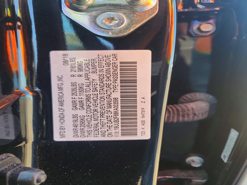 68417776 :رقم المزاد ، 19UUB2F68KA003598 vin ، 2019 Acura Tlx مزاد بيع