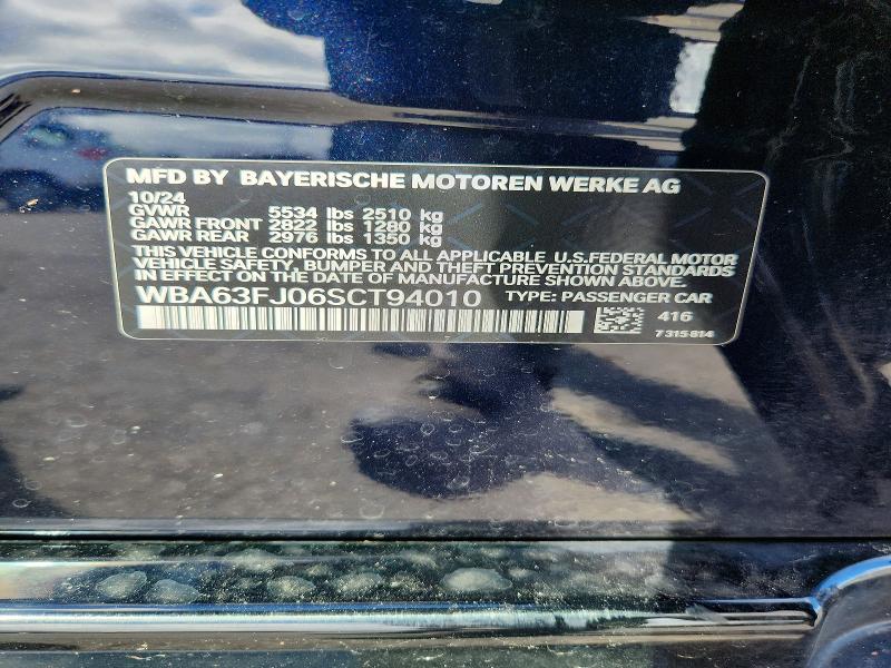 69388956 :رقم المزاد ، WBA63FJ06SCT94010 vin ، 2025 Bmw 540 مزاد بيع