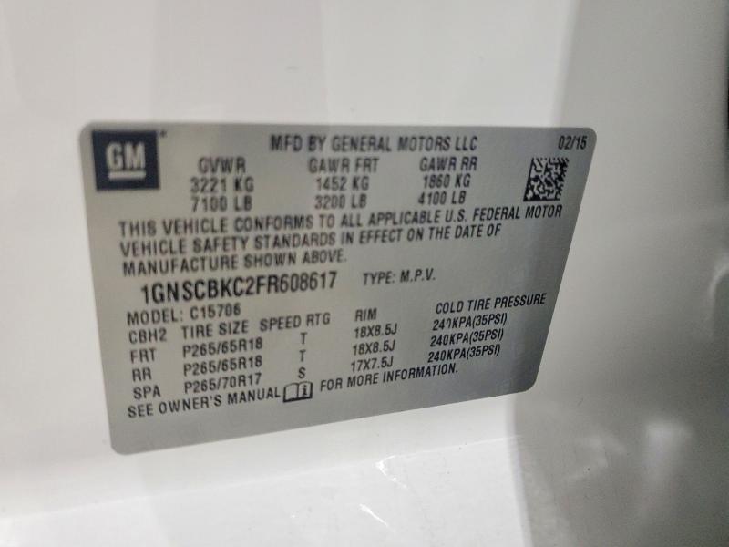67339136 :رقم المزاد ، 1GNSCBKC2FR608617 vin ، 2015 Chevrolet Tahoe مزاد بيع