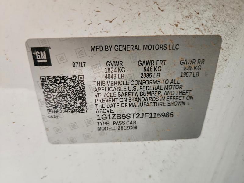 Aukcja sprzedaży 2018 Chevrolet Malibu, vin: 1G1ZB5ST2JF115986, numer aukcji: 69381376