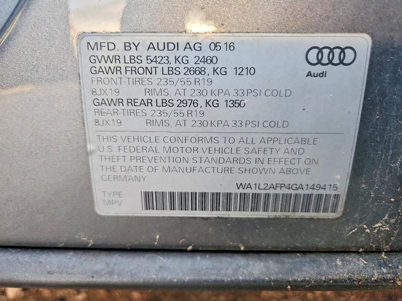 Auction sale of the 2016 Audi Q5, vin: WA1L2AFP4GA149415, lot number: 70190526