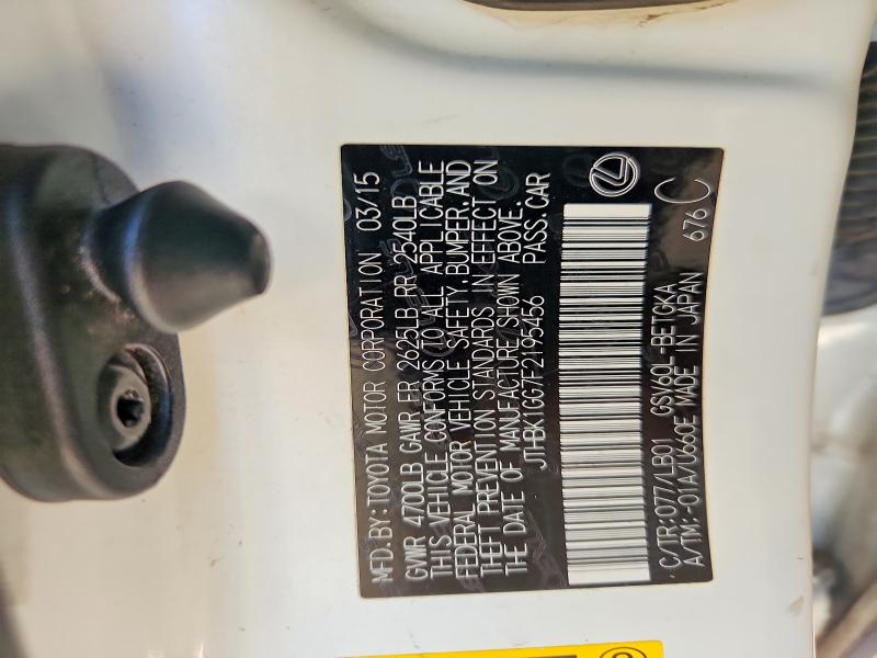 2015 Lexus Es მანქანა იყიდება აუქციონზე, vin: JTHBK1GG7F2195456, აუქციონის ნომერი: 67773586