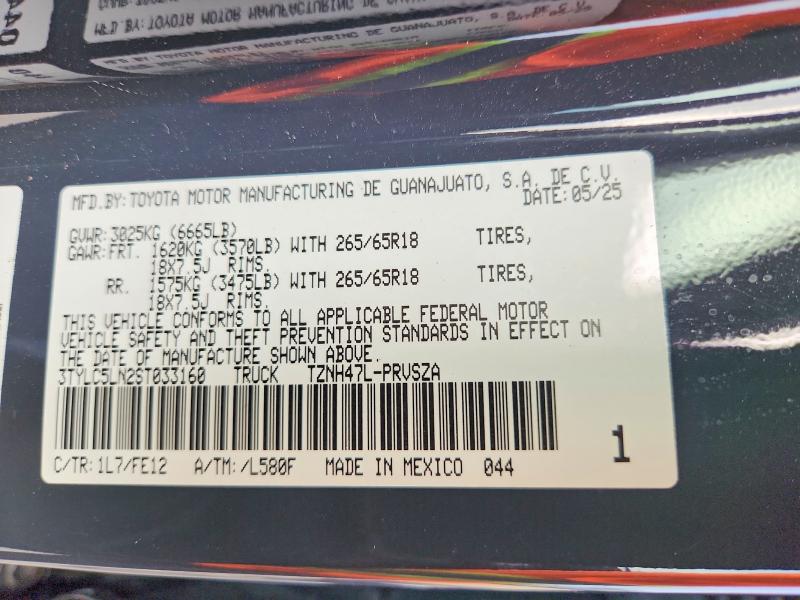69999946 :رقم المزاد ، 3TYLC5LN2ST033160 vin ، 2025 Toyota Tacoma مزاد بيع