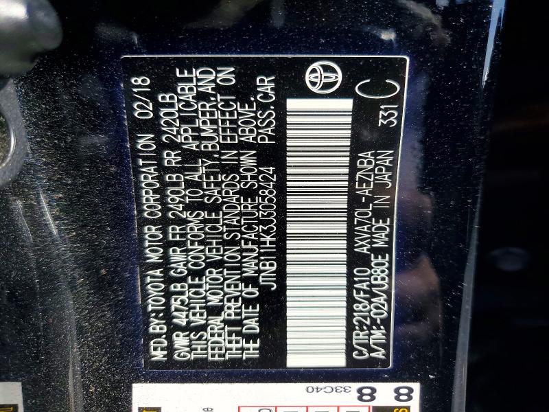 Aukcja sprzedaży 2018 Toyota Camry, vin: JTNB11HK3J3058424, numer aukcji: 69067726