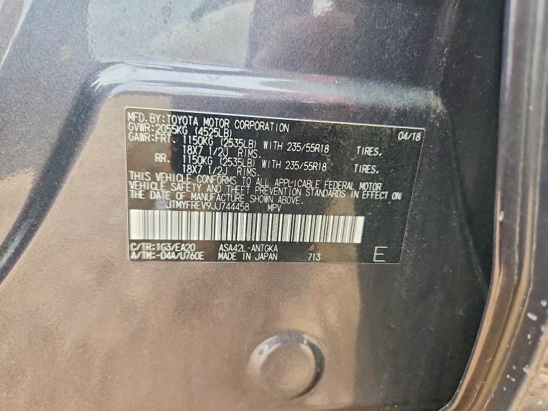 2018 Toyota Rav4 მანქანა იყიდება აუქციონზე, vin: JTMYFREV9JJ744458, აუქციონის ნომერი: 70138026