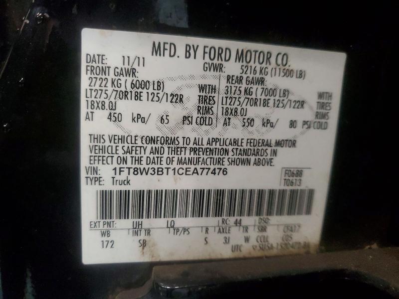 Aukcja sprzedaży 2012 Ford F350, vin: 1FT8W3BT1CEA77476, numer aukcji: 68881816